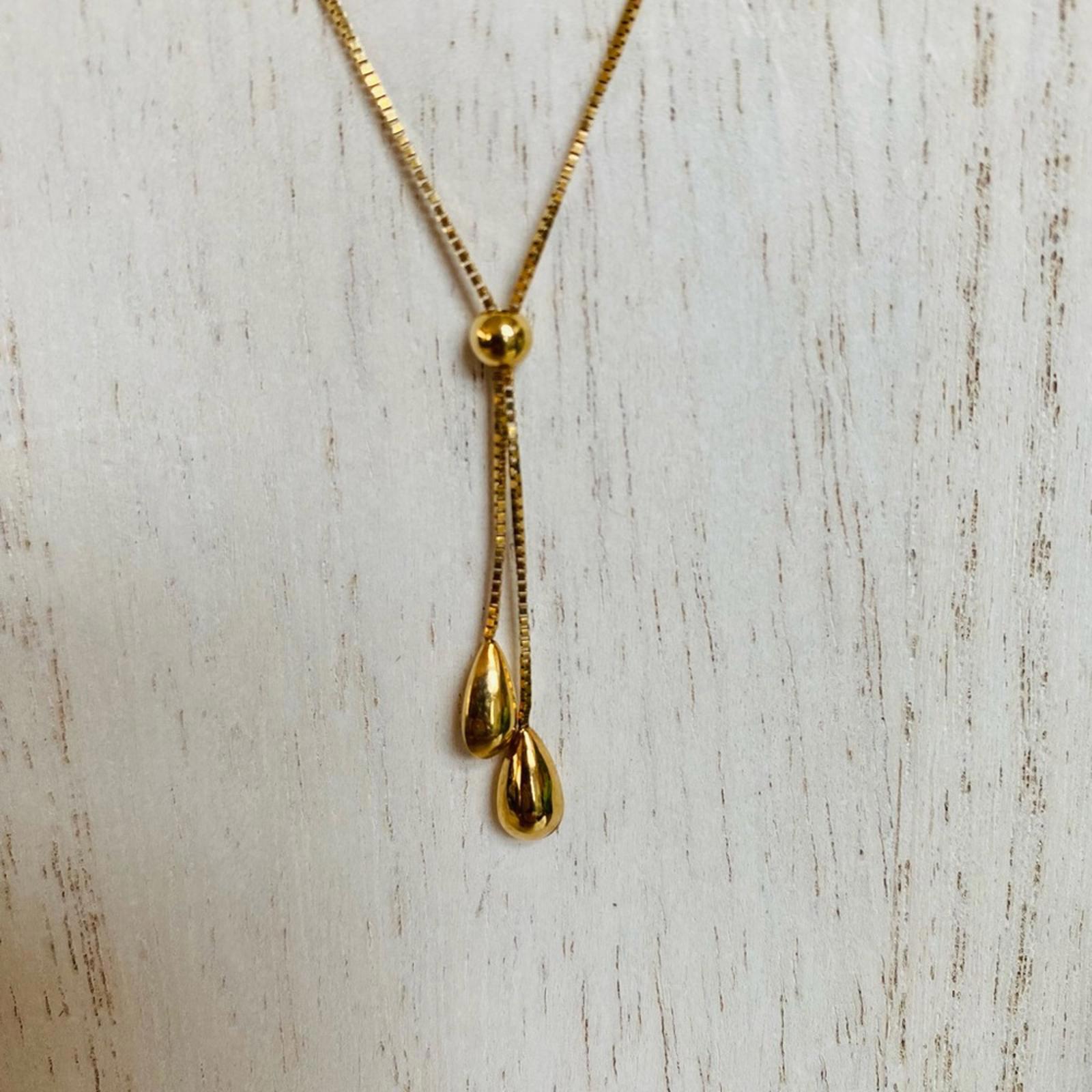 10 K Gold Stamp Elegant Drop Pendant Necklace